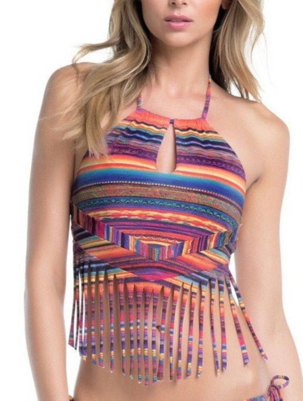Ale by alessandra   Fringe Crop Bikini Top in Bahia XS